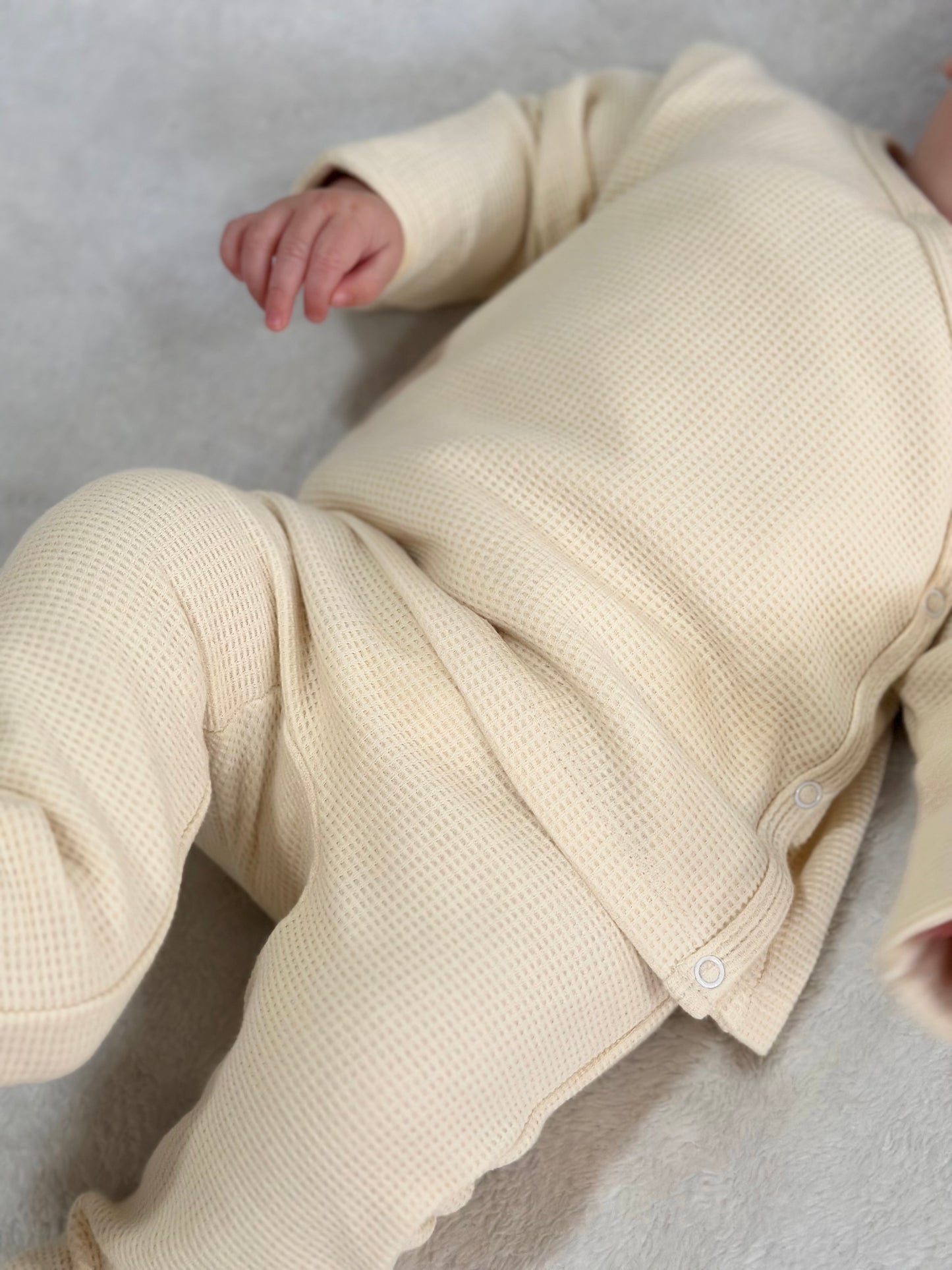 Sweet Cream Organic Waffle Knit Two Piece Infant Lounge