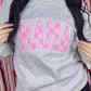 Mama Pink Check Embroidered Crewneck