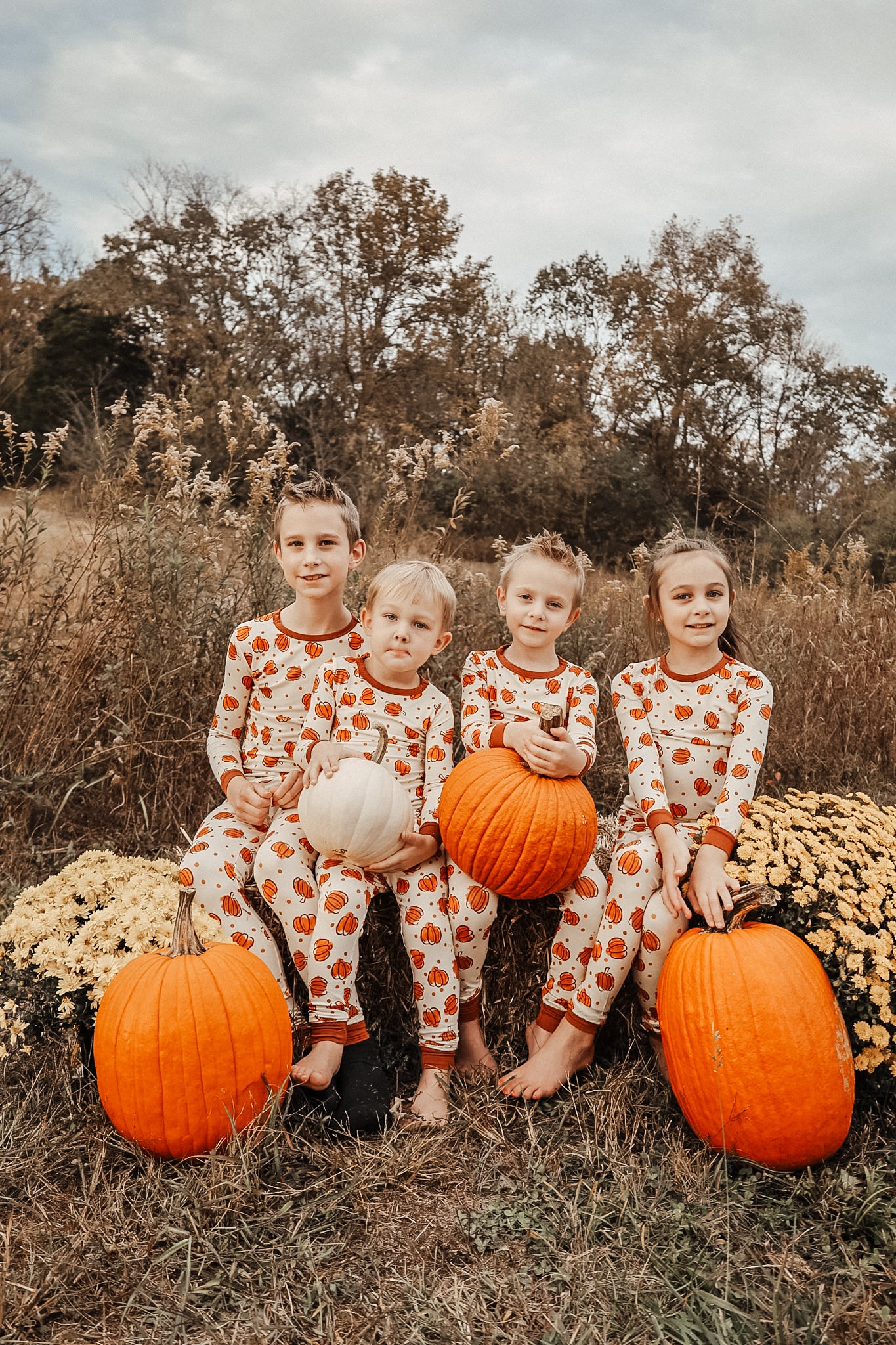 Long Sleeve Two Piece Pumpkin Party Pajamas