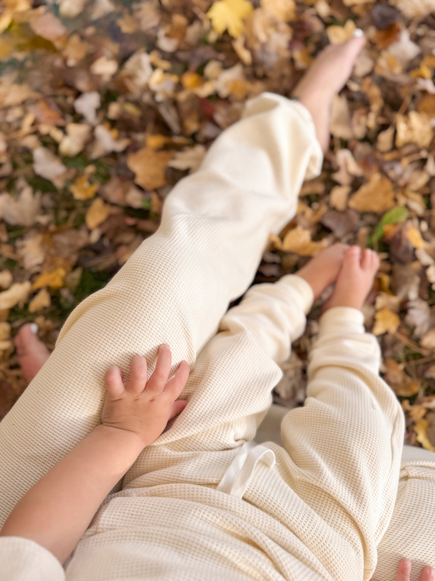 Sweet Cream Pocket Tee And Joggers Organic Waffle Knit Lounge