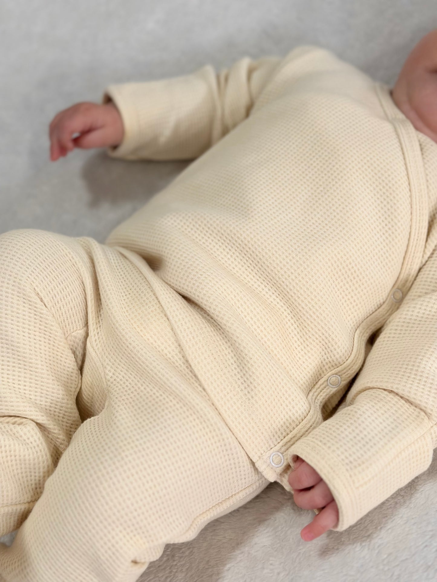 Sweet Cream Organic Waffle Knit Two Piece Infant Lounge